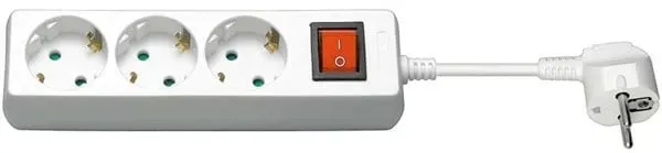 Strom Sockel x3 - Weiß - Switch - 3m
