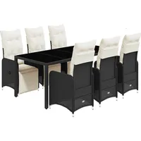 vidaXL Garten-Bistro-Set 7-tlg. Schwarz