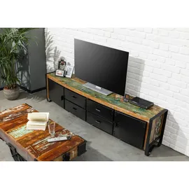 Massivmoebel24 Industrial TV-Board 106 Lowboard 208x43x55 cm Mehrfarbig Holz/Metall