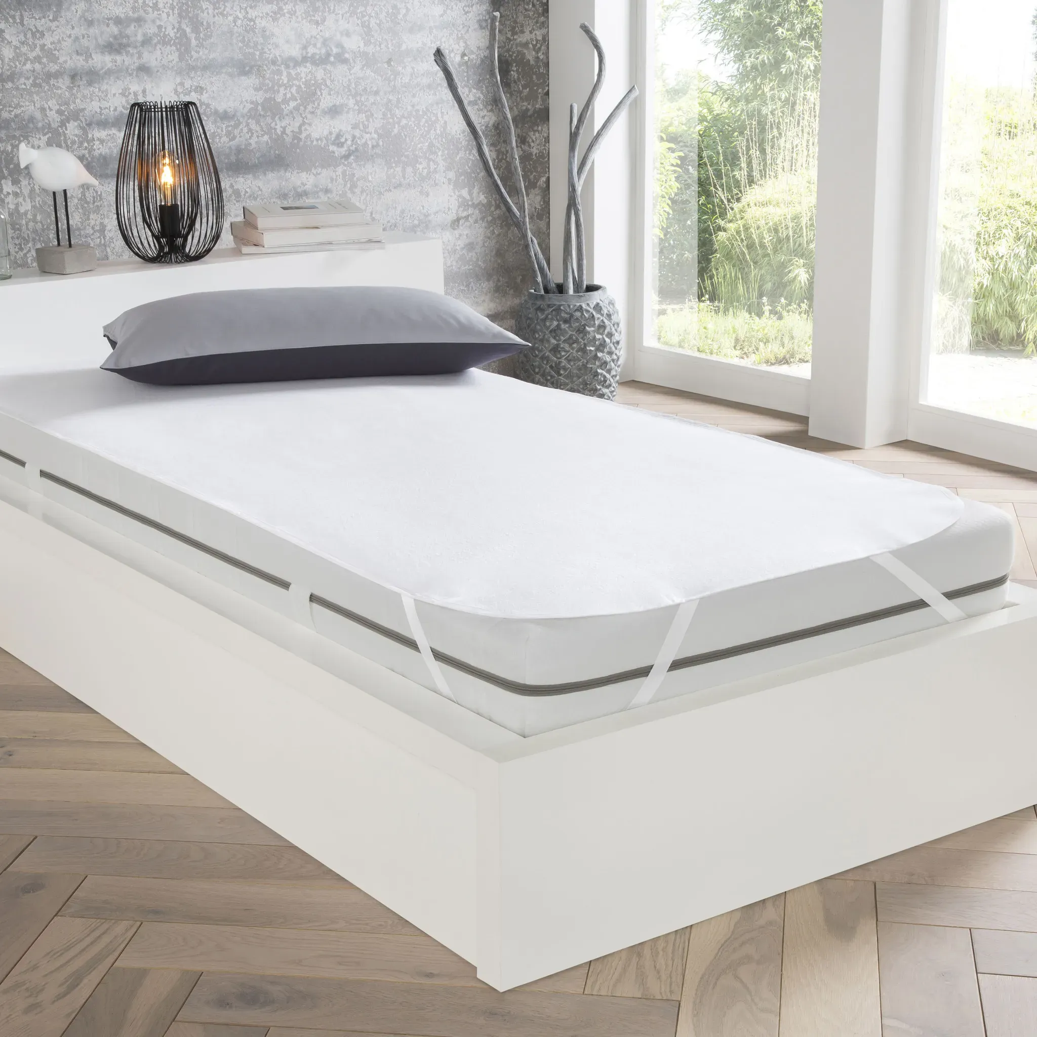 Matratzenauflage IBENA "Pure Aktiv 5516", weiß, B:90cm H:0,5cm L:200cm, Obermaterial: 100% Baumwolle, Matratzenzubehör, Wasserdicht, kochfest