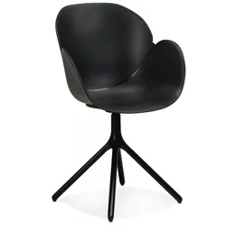 Armlehnstuhl aus Metall und Kunststoff | Ergonomischer Sitzkomfort mit Armlehnen | Schwarzer Designerstuhl für Wohnzimmer | Kadima Design