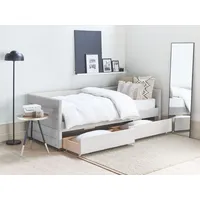 Tagesbett Samtstoff hellgrau mit Bettkasten 90 x 200 cm MARRAY