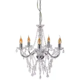 NÄVE Pendellampe Kronleuchter Hängeleuchte chrom Kristalle Wohnzimmerlampe H 85 cm,