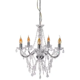 NÄVE Pendellampe Kronleuchter Hängeleuchte chrom Kristalle Wohnzimmerlampe H 85 cm,