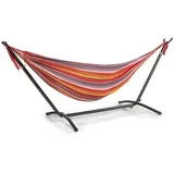 WOMA Doppel Hänge Matte mit Gestell - bunt - Garten Schaukel Liege 2 Pers. 200kg