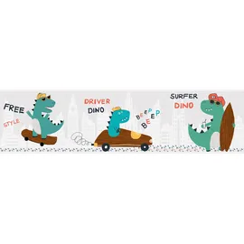 A.S. Création Cool Dino Bordüre 16 cm 155 m grau 403745
