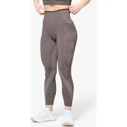 Krafttraining-Leggings Damen nahtlos - braun braun|weiß L (W33 - L31)