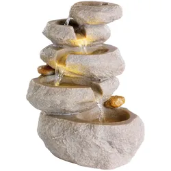 Lumineo Felswasserfall Springbrunnen Keramik LED Beleuchtung 35cm Brunnen & Wasserspiel Innen & Außen Fontäne Gartenbrunnen Wasserbrunnen Wasserfall Garten