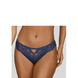 String LASCANA "Alana", Damen, Gr. 40/42, blau (dunkelblau), Obermaterial: 56% Polyamid, 32% Seide, 12% Elasthan, Unterhosen, aus floraler Spitze und edler Qualität mit hohem Seidenanteil