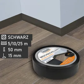Lemodo Weichsockelleiste schwarz, 25m Rolle