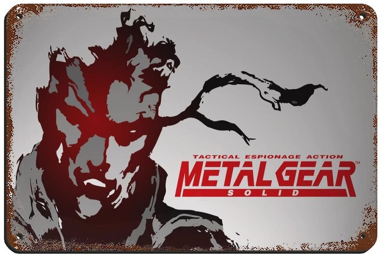 RIELLI Metal Gear Solid Game 5 Retro Poster Metall Blechschild Chic Art Retro Eisen Malerei Bar Menschen Höhle Cafe Familie Garage Poster Wanddekoration 20 x 30 cm