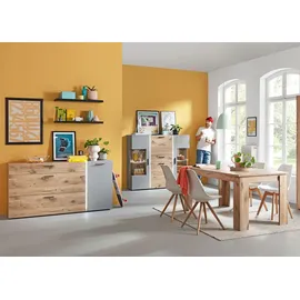 LIV'IN Highboard BAVENO 152 x 150 x 37 cm Hellgrau / Nox Eiche Dekor
