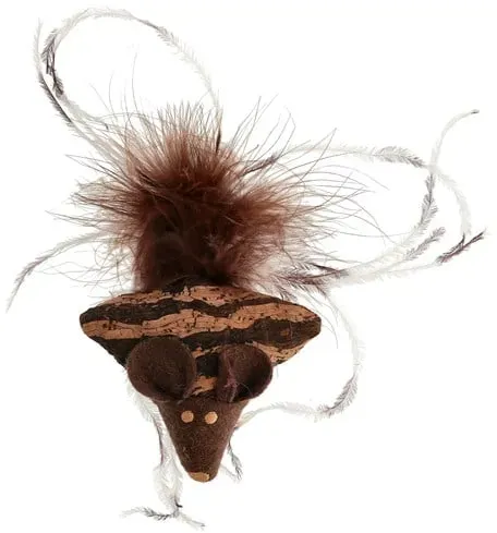 Toy mouse with feather