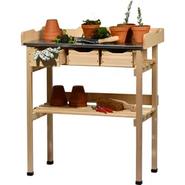 Dobar Pflanztisch mit 3 Schubladen 78 x 88 x 38 cm Natur