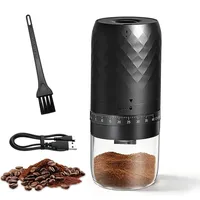 Elektrische Kaffeemühle Tragbar, Kegelmahlwerk mit 5 einstellbaren Mahlgraden, USB-C-Schnellladung und Ein-Knopf, Bedienung, Inklusive Reinigungsbürste, für Reise, Camping (D2)