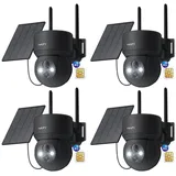 ieGeek Überwachungskamera 4G LTE Überwachungskamera Aussen mit SIM Karte (Aussen, Außenbereich, Wald, Farm, Campingbus, Straße, 355°/90° Schwenkbar PTZ Kabellos IP Kamera Ohne WLAN Outdoor Kamera, 4-tlg., 2K Farbe Nachtsicht aussenkamera PIR Erkennung 2-Wege-Audio, 4-fachen digitalen Zoom IP66 Wasserdicht für Garten, Hof) schwarz