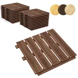 Floranica Holzterrassenplatten 5m2 (20 Stück 50x50 cm) Imprägniertes Lärchenholz Braun Boden für die Sauna Terrasse oder dem Balkon Holzfliese im Garten Gefräste Oberfläche