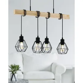 EGLO Townshend 4-flg. 70 cm rund schwarz-braun Holz und Stahl