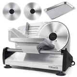 Elektrischer Allesschneider Edelstahl-DC motor 200Watt-Verstellbare Küchenmaschine 0 bis 15mm - 2 Klingen - Wurstschneidemaschine - Brotschneidemaschine, Schinkenschneider