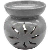 Aromabrenner aus Keramik - Marokkanische Duftlampe - Aromalampe für Duftöl - Ölbrenner für Duftwachs oder ätherisches Öl (Grau)