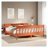 vidaXL Massivholzbett 200 x 200 cm Wachsbraun