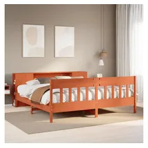 vidaXL Massivholzbett 200 x 200 cm Wachsbraun