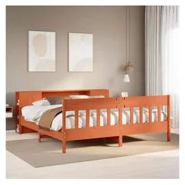 vidaXL Massivholzbett 200 x 200 cm Wachsbraun