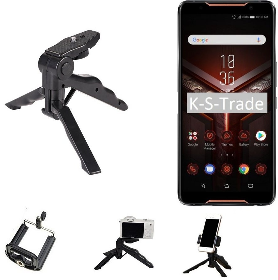 K-S-Trade für Asus ROG Phone 2 Smartphone-Halterung, (Stativ Tisch-Ständer Dreibein Handy-Stativ Ständer Mini-Stativ) schwarz