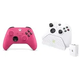 Xbox Wireless Controller – Deep Pink+Venom Ladestation mit wiederaufladbarem Akku – Weiß Series X & S One