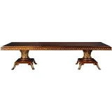 Casa Padrino Luxus Barock Esstisch Braun / Gold 350 x 120 x H. 80 cm - Massivholz Esszimmertisch - Esszimmer Möbel im Barockstil - Edel & Prunkvoll - Braun/Gold