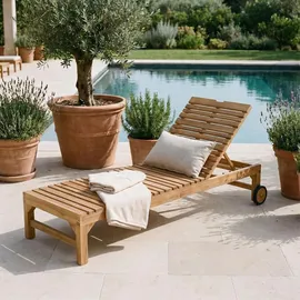 CARO-Möbel Sonnenliege Granada 200 x 65 x 39 cm Beige
