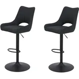 Hela Tische, 2er Set Barhocker Rockport, Webstoff Anthrazit, Polster-Lehne, 360° drehbar, höhenverstellbar mit Lift