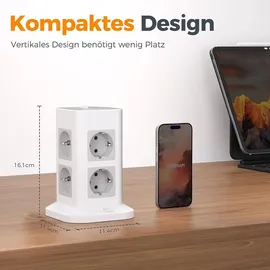 TESSAN Mehrfachsteckdose 2 m Grau 8 St.