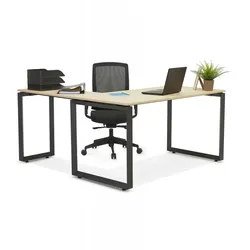Eckschreibtisch BAKUS  Der Designer-Eckschreibtisch „BAKUS“ aus Naturholz und schwarzem Metall – 160 cm – verleiht Ihrem  Kadima Design