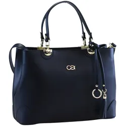 Henkeltasche "Doris", Damen, Gr. B/H/T: 31cm x 23cm x 11cm one size, schwarz, Leder, COLLEZIONE ALESSANDRO, Taschen, hochwertiges Rindsleder mit Quaste und Anhänger