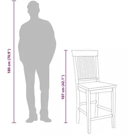 vidaXL Barhocker 2 Stk. Natur Massivholz Gummibaum