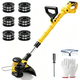 Akku Rasentrimmer Rasenkantenschneider Freischneider für Dewalt 20V 18V (ohne Akkus), mit 6 Ersatzspulen 30 cm Schnittdurchmesser, Rasenmäher Teleskopgriff Für Einfaches Trimmen Kanten Rasenschneiden