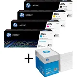 HP Bundle mit HP Original 410A Toner 4er Multipack + 2.500 Blatt HP Kopierpapier hochweiß