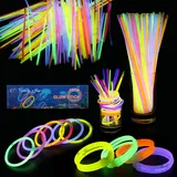 Trimming Shop 50 Stuck Knicklichter Party Set für Kinder, Leuchtstäbe mit Verbinder Stellen Leuchtende Neon Halsketten, Armbänder, Halloween mitgebsel Kindergeburtstag, Deko & Festival Zubehör