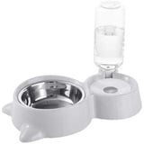 CUSROS Pet Feeder Napf Futterspender, Wasserspender Wasserbrunnen Trinkbrunnen Trinkbrunnen mit automatischer Wasserflasche für kleine Hunde Katzen Grau Einheitsgröße