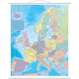 Franken Kartentafel Europa, 1:3.600.000, beschreibbar, trocken abwischbar, mit Metallleisten, rollbar, zur Wandbefestigung, 137 x 97 cm, KAM700