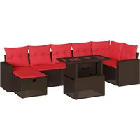vidaXL 8-teiliges Gartensofa-Set mit Kissen, braun, Polyrattan - Braun
