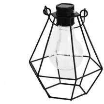 MARELIDA LED Solar Hängeleuchte eckig Industrial Look schwarz Gitter H: 14,5cm