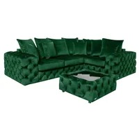 Xlmoebel Chesterfield-Sofa Chesterfield Ecksofa Samt Polster Ecke Garnitur Neu Couch Sofa, Hergestellt in Europa grün