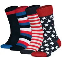 TOMMY HILFIGER Kinder Socken, 4er Pack - Stripe & Stars Only Sock 4P, ECOM Schwarz/Rot 39-42
