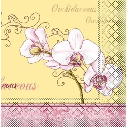 Mank Serviette aus Tissue - Orchidee, 40x40 cm, 100 Stück - Floral Blumen