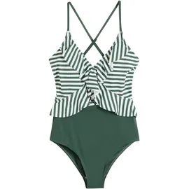 bonprix Badeanzug Damen Grün/Weiß 46