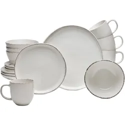 Kombiservice VAN WELL "Geschirr-Set Urban, 16-teilig", beige (creme), 16 tlg., Steinzeug, Geschirr-Sets, rund, spülmaschinen- und mikrowellengeeignet