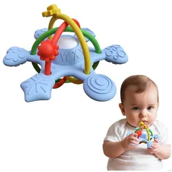 Baby Ja Lernspielzeug Beißspielzeug,Greifball Babyspielzeug,Silikon Rasselspielzeug, Beißspielzeug Baby ab 3 Monate blau