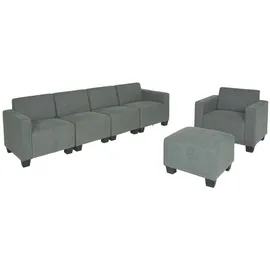 Mendler Modular Sofa-System Couch-Garnitur Lyon 3-1-1-1, Stoff/Textil ~ grau